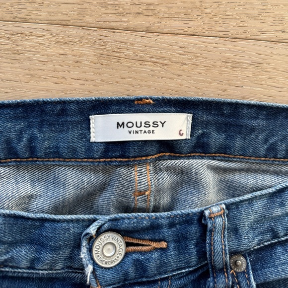 Moussy Vintage Glendale Mid Rise Distressed Tapered Cropped Jeans Blue Denim 28 - Picture 6 of 9